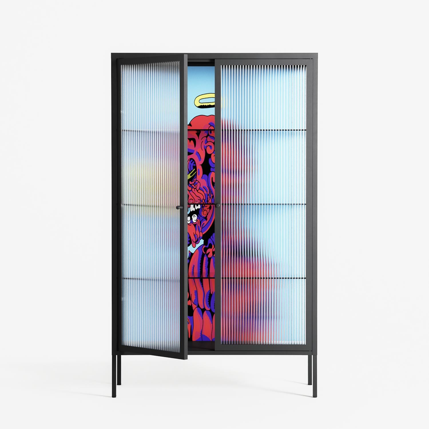 Flower - Cabinet - Cezar Berje - Antracite - Reeded glass