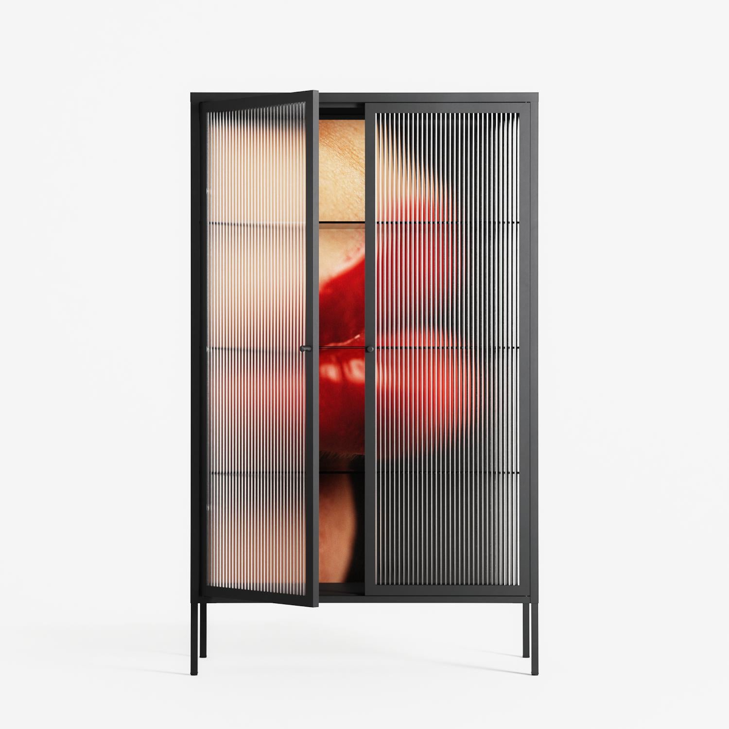 Red 4 - Cabinet - Nadia Ryder - Antracite - Reeded glass