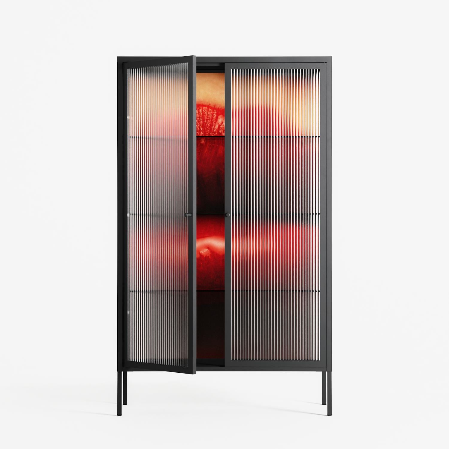 Red - Cabinet - Nadia Ryder - Antracite - Reeded glass
