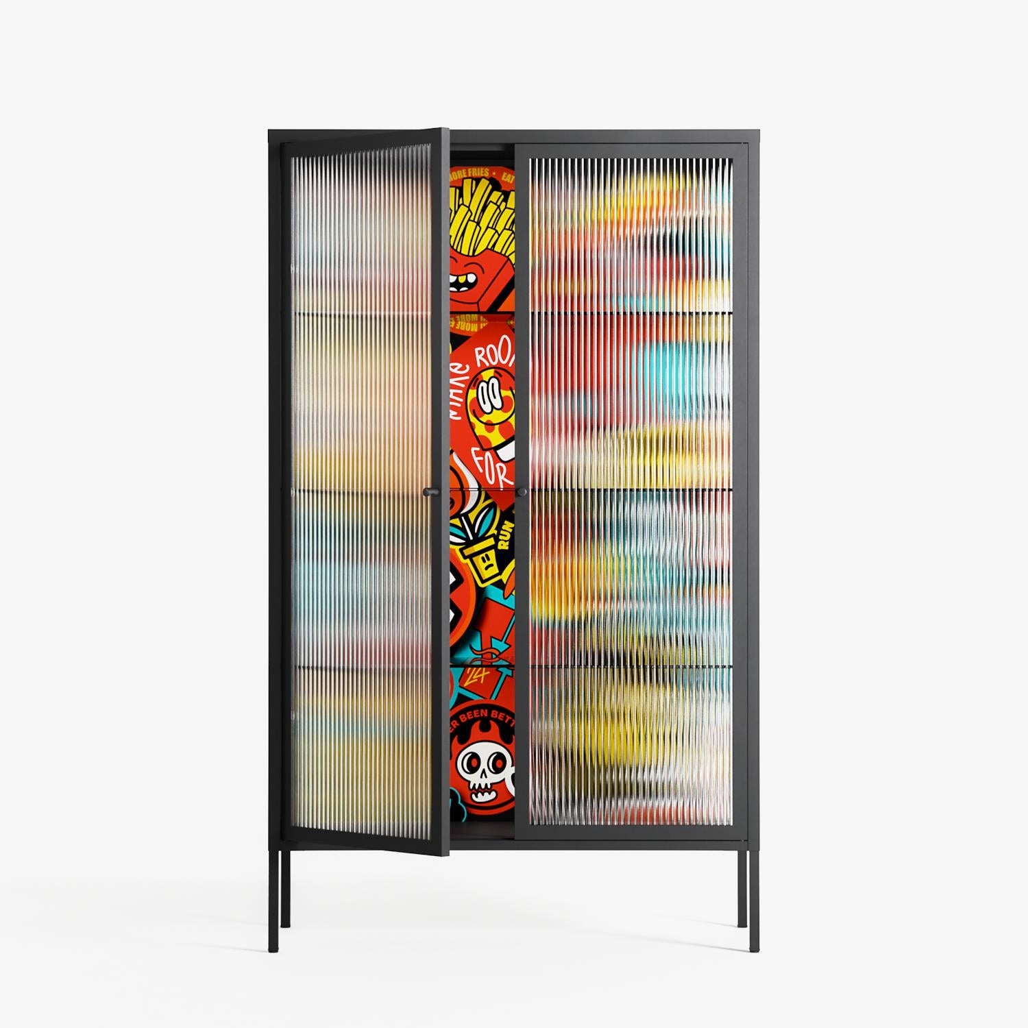 All The Stickers - Cabinet - Craig Watkins - Antracite - Reeded glass