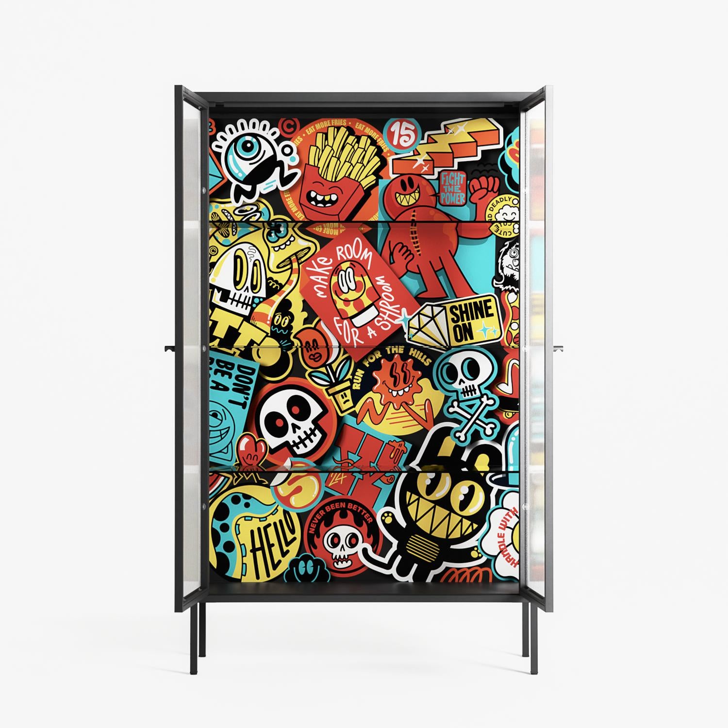 All The Stickers - Cabinet - Craig Watkins - Antracite - Reeded glass