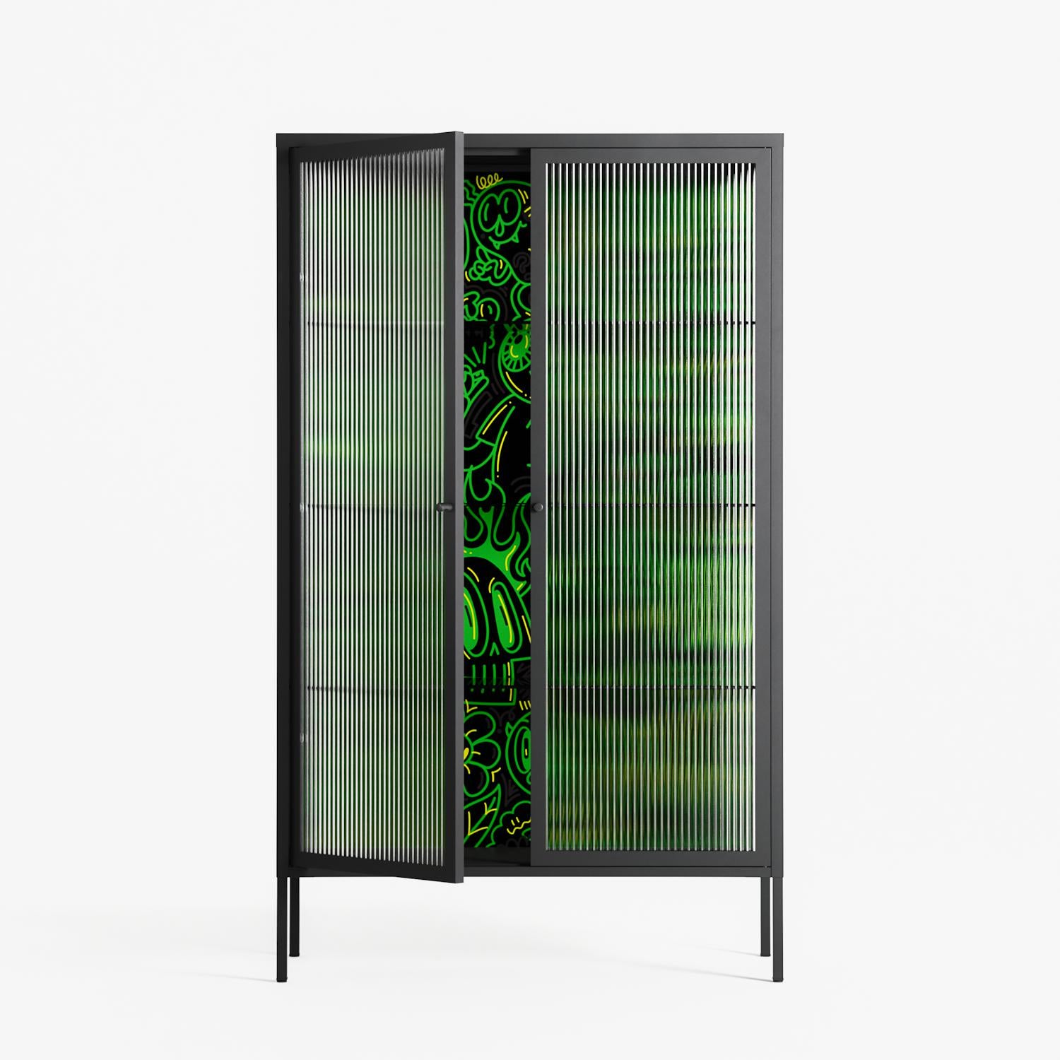 Wottosque Green - Cabinet - Craig Watkins - Antracite - Reeded glass