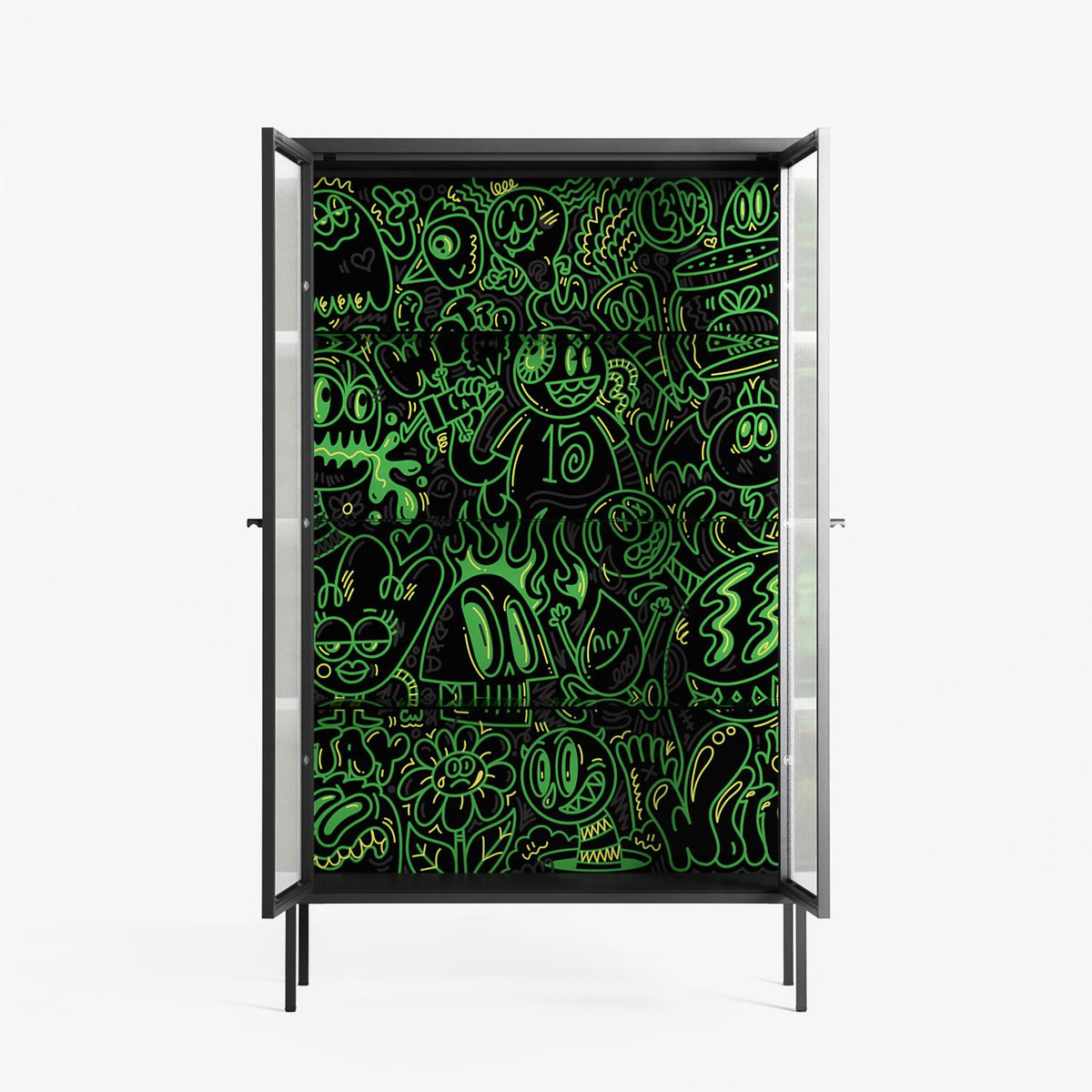 Wottosque Green - Cabinet - Craig Watkins - Antracite - Reeded glass