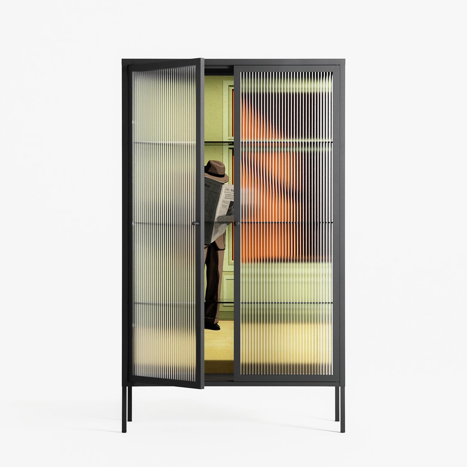 Anonymous Reader - Cabinet - Kristin Eriksson - Antracite - Reeded glass