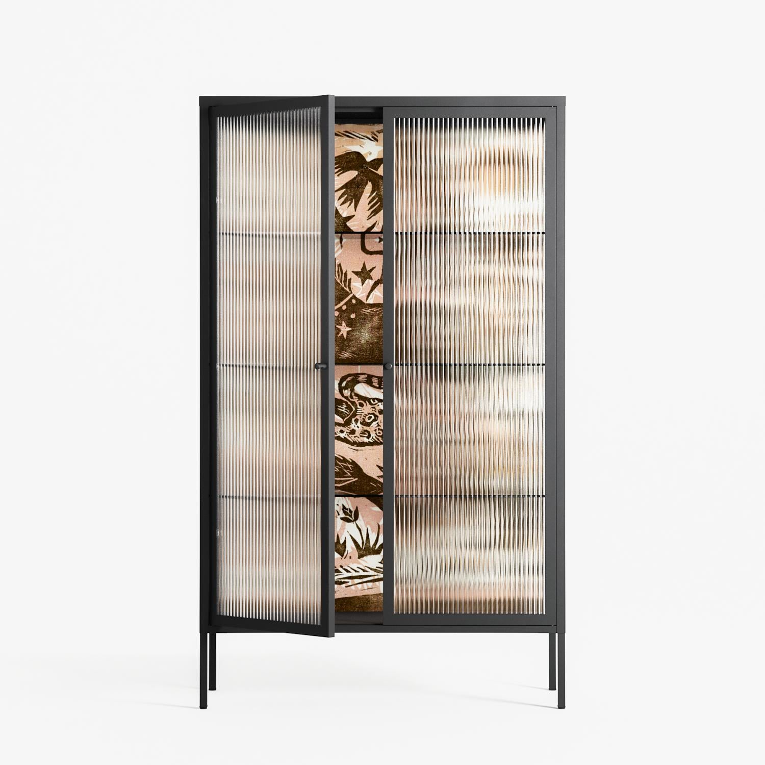 Delight Pink - Cabinet - Diana Catchpole - Antracite - Reeded glass