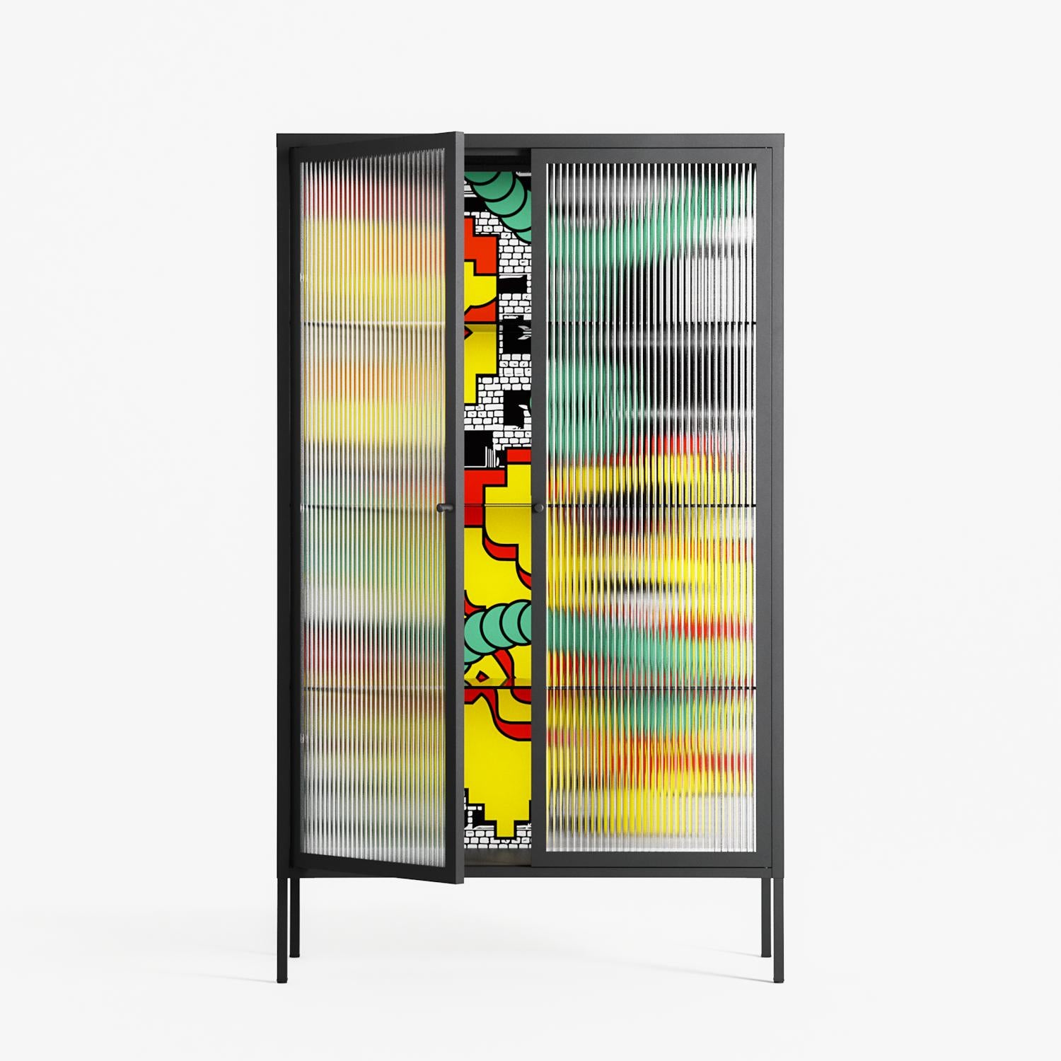 Maps - Cabinet - Naia Escribano - Antracite - Reeded glass