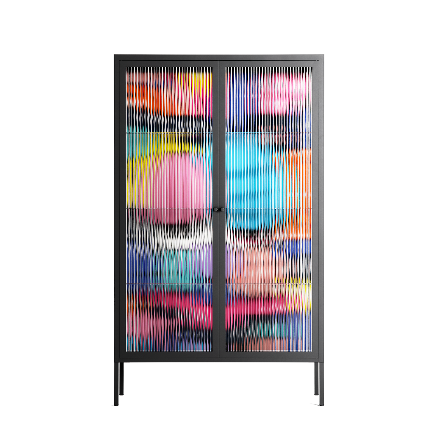 Sansone - Cabinet - Maddalena Fanfani - Antracite - Reeded glass