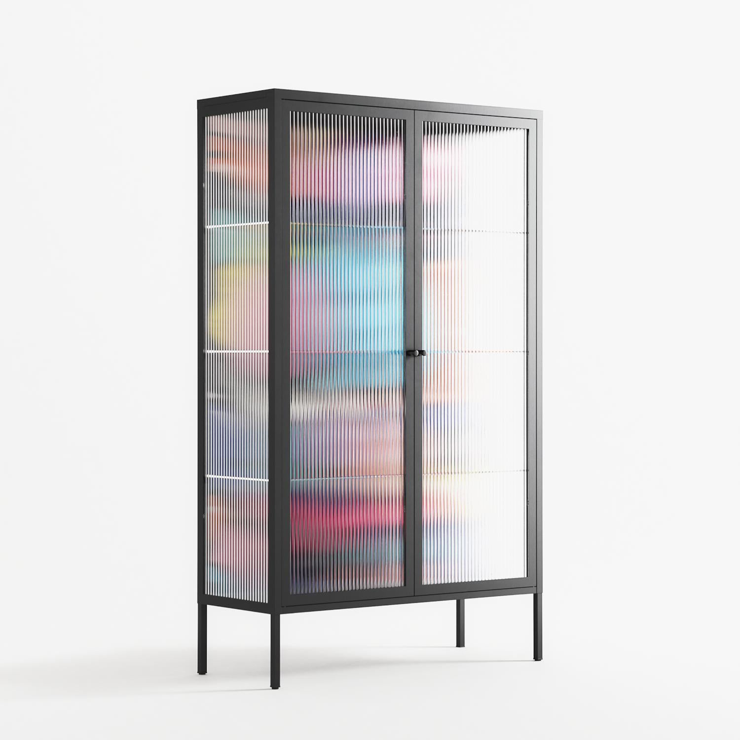 Sansone - Cabinet - Maddalena Fanfani - Antracite - Reeded glass