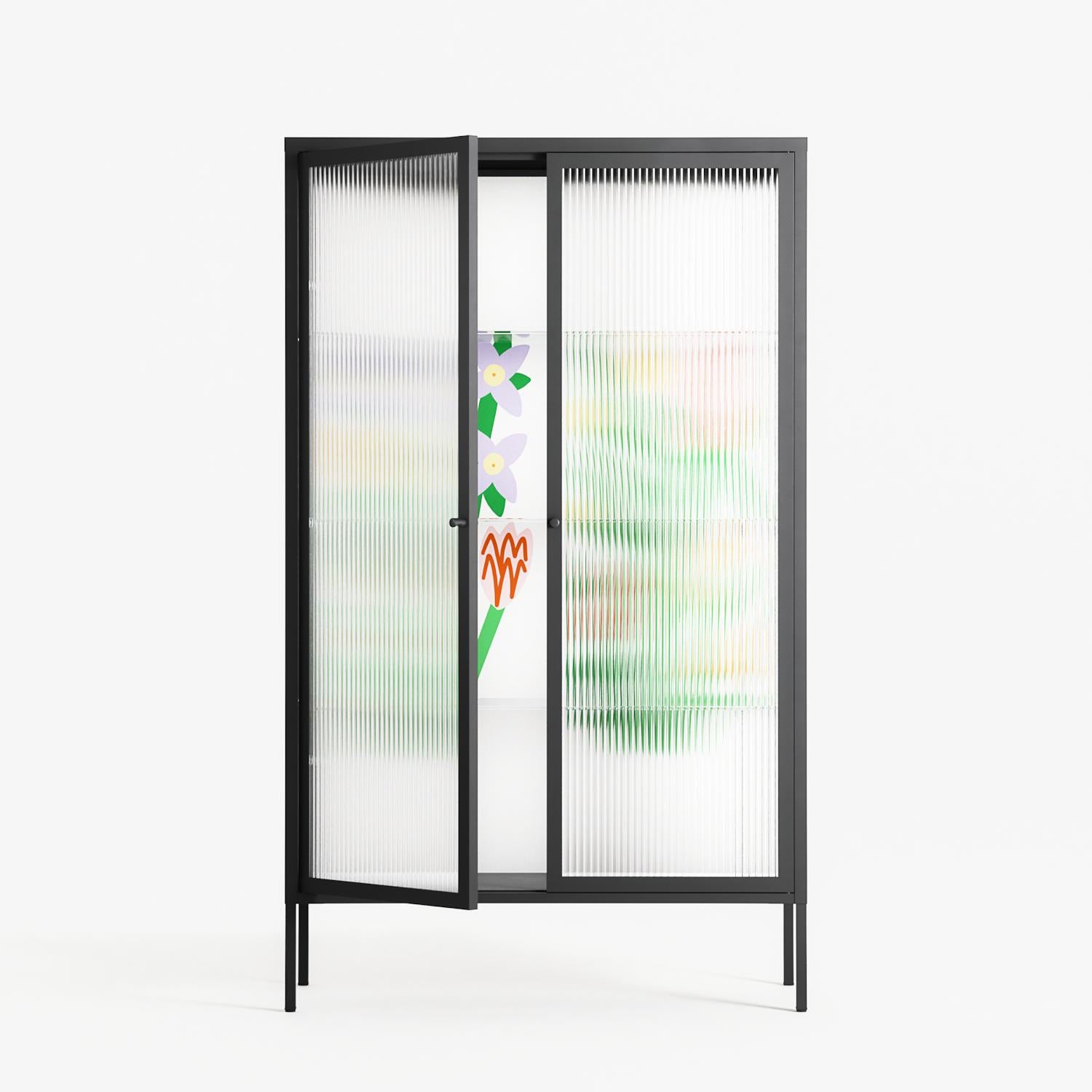 Bouquets - Cabinet - Lydia Greaves - Antracite - Reeded glass