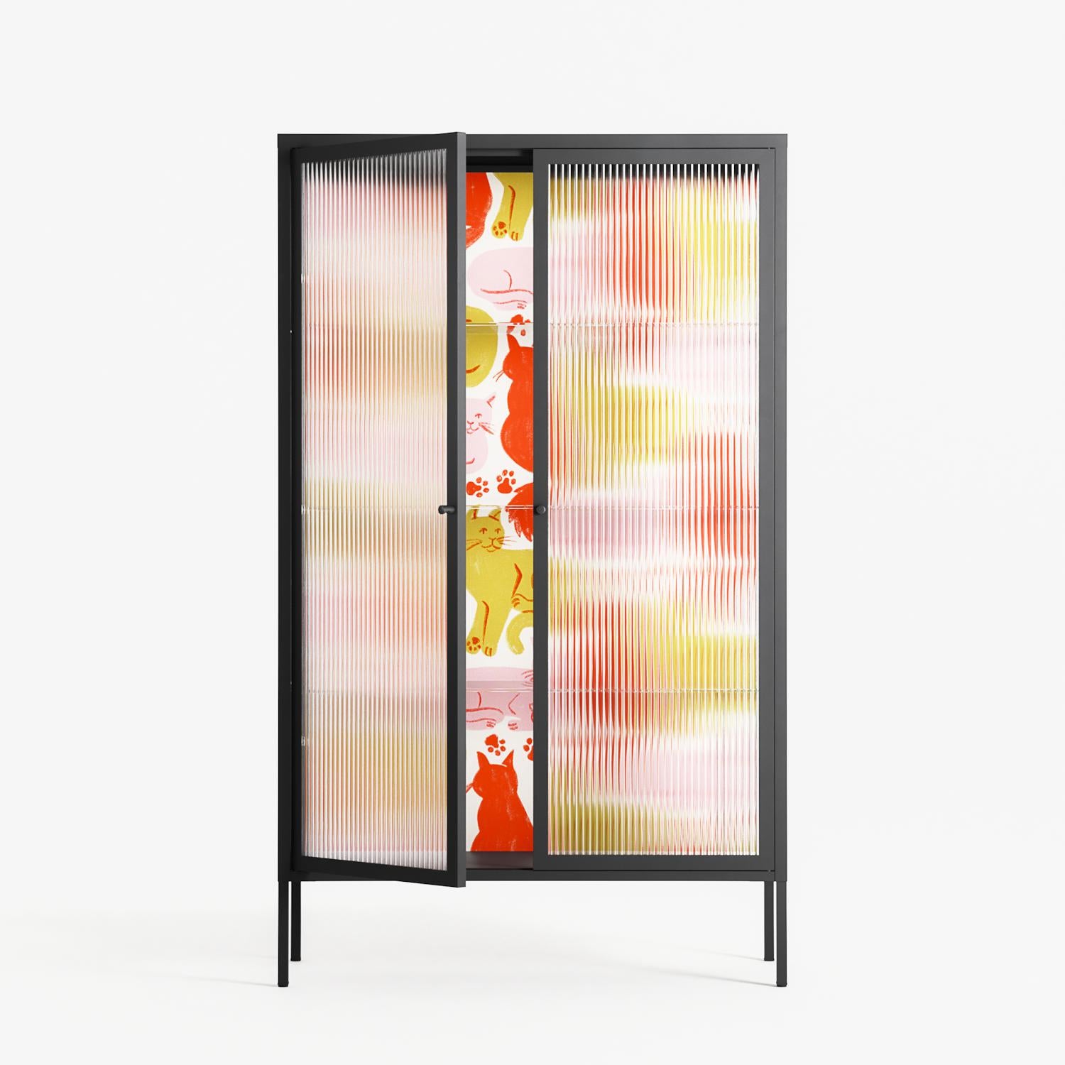 Cats - Cabinet - Lydia Greaves - Antracite - Reeded glass