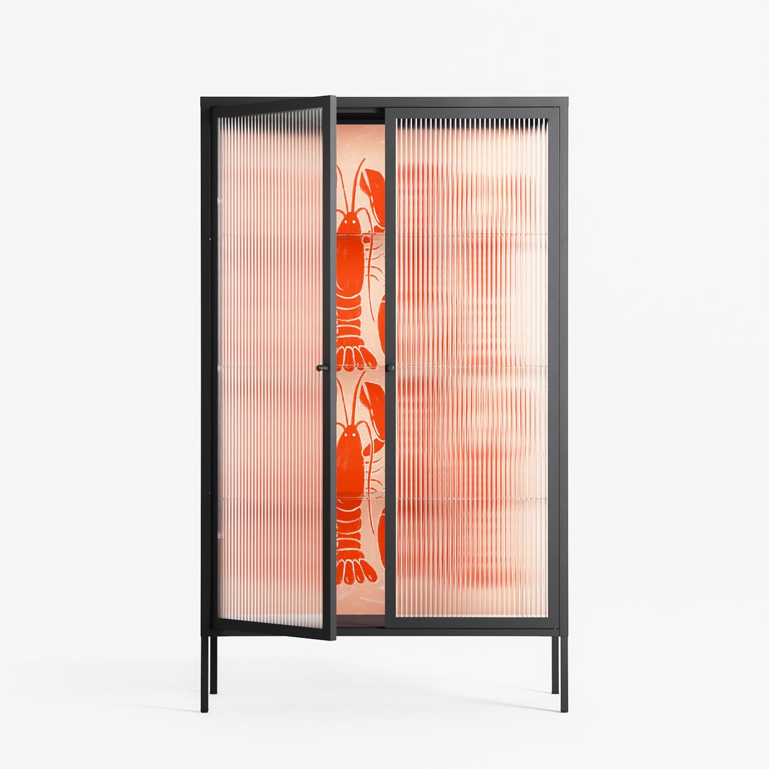 Lobsters - Cabinet - Lydia Greaves - Antracite - Reeded glass