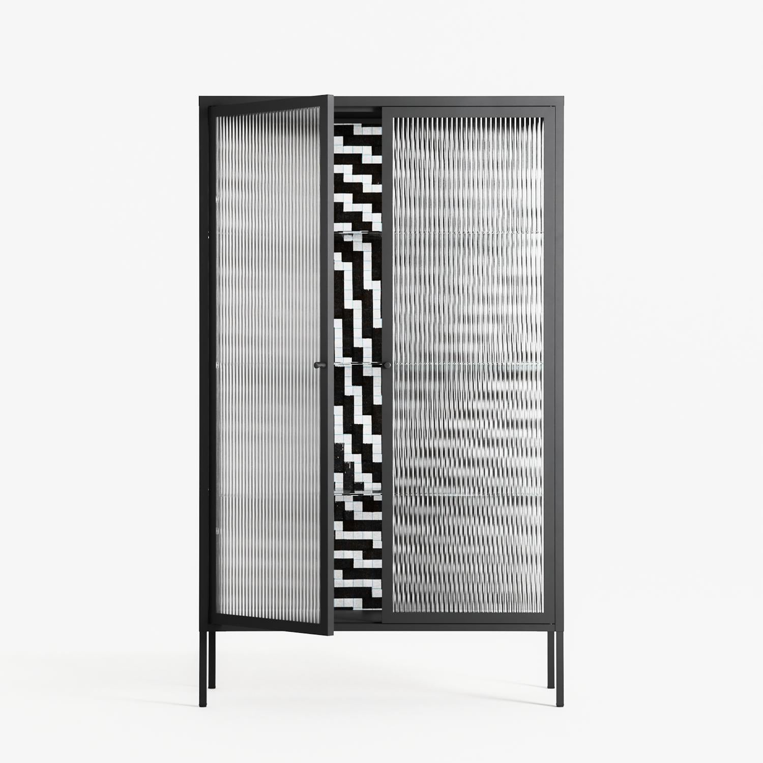Wave In Wave - Cabinet - Guido De Boer - Antracite - Reeded glass