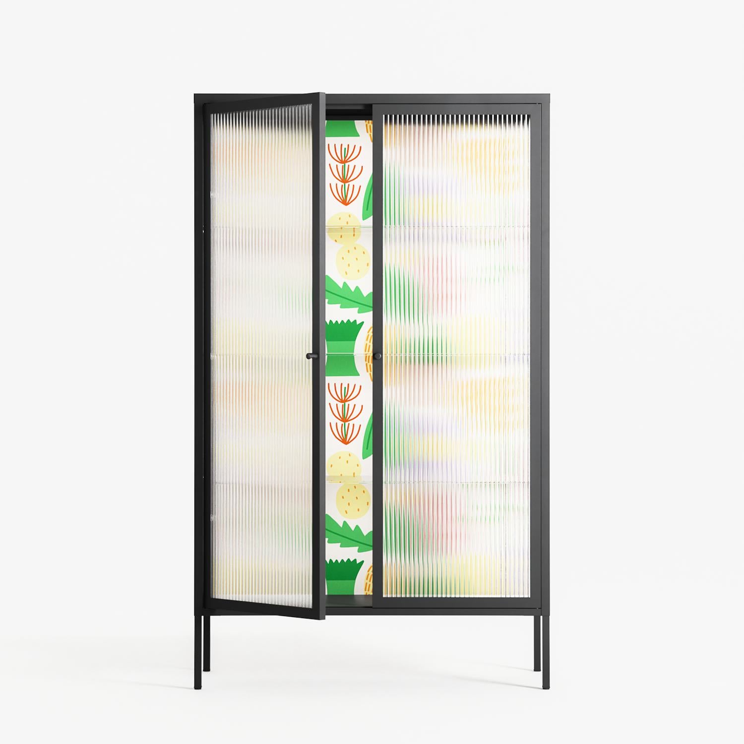 Shapes Cream - Cabinet - Lydia Greaves - Antracite - Reeded glass