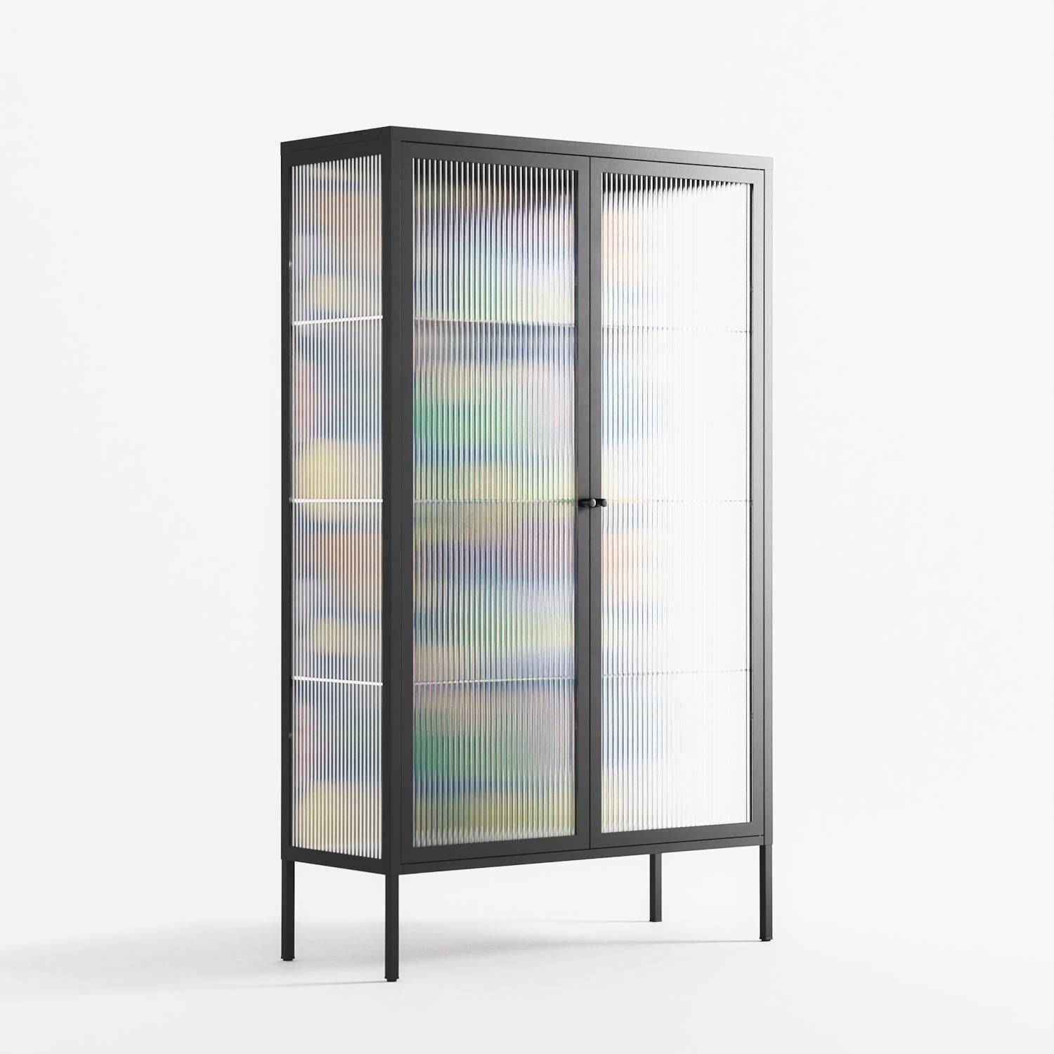 Shapes Blue - Cabinet - Lydia Greaves - Antracite - Reeded glass