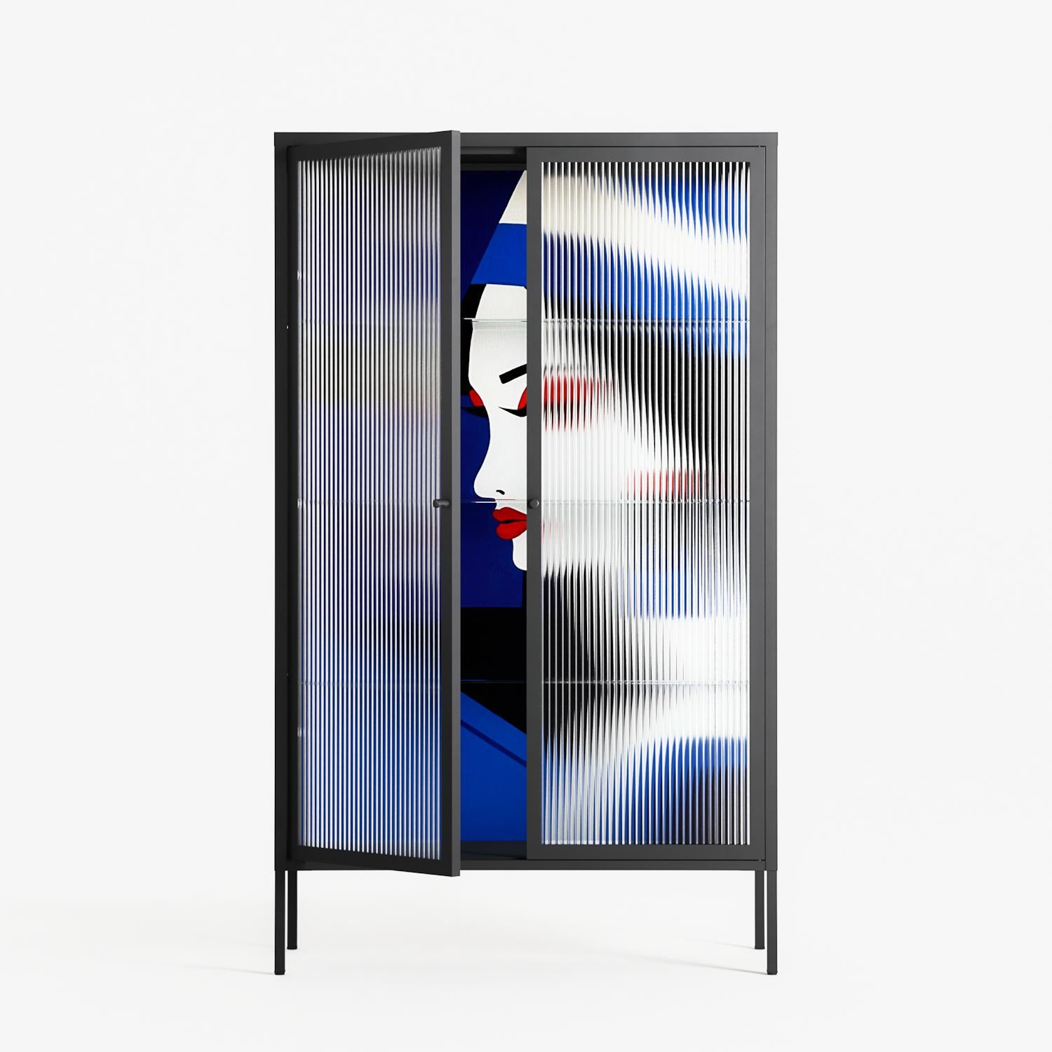 Beyond The Veil Of Consciousness - Cabinet - Mathilda Kienast - Antracite - Reeded glass