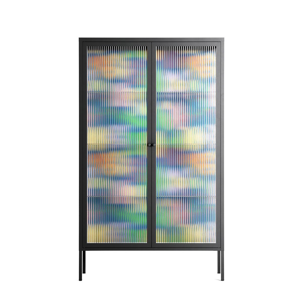 Shapes Blue - Cabinet - Lydia Greaves - Antracite - Reeded glass