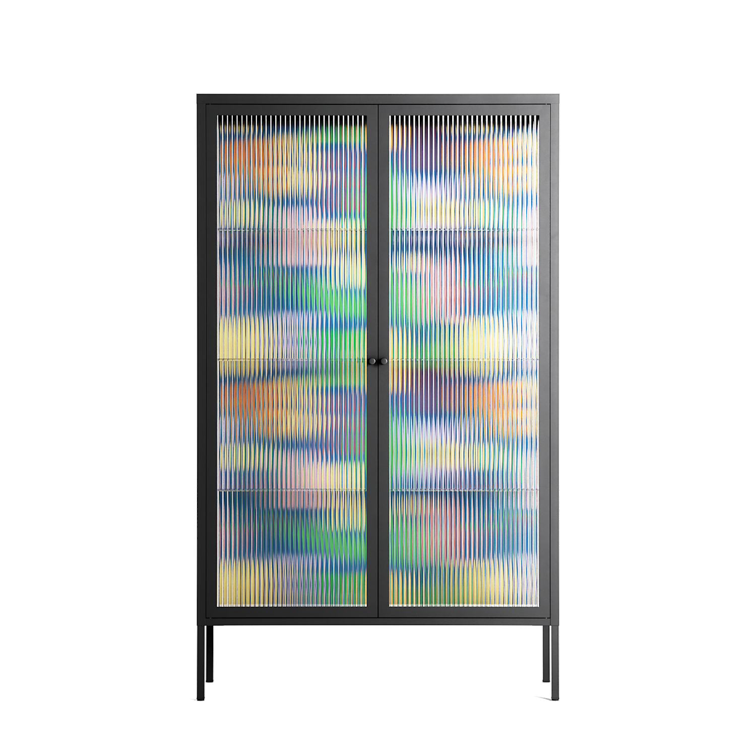 Shapes Blue - Cabinet - Lydia Greaves - Antracite - Reeded glass