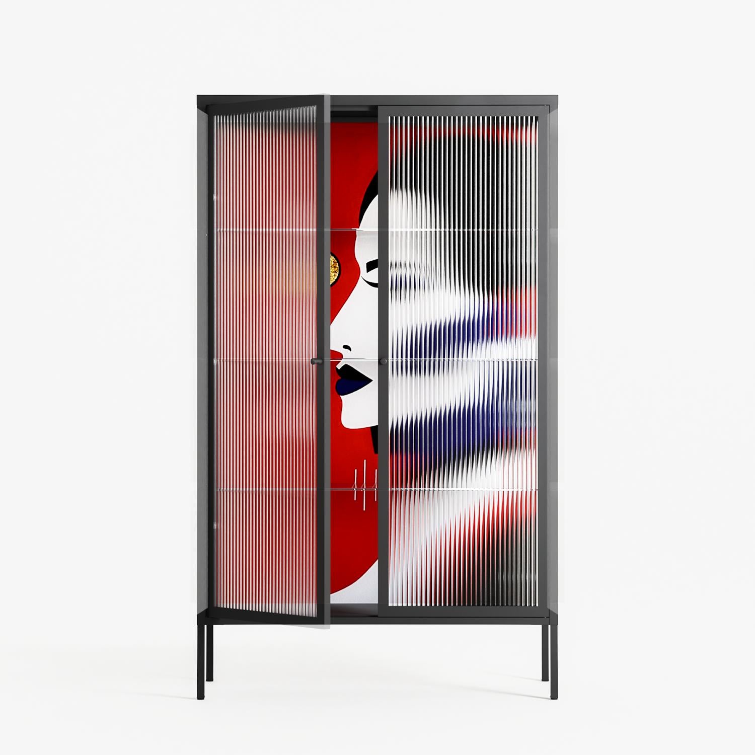 Unseen In Plain Sight - Cabinet - Mathilda Kienast - Antracite - Reeded glass
