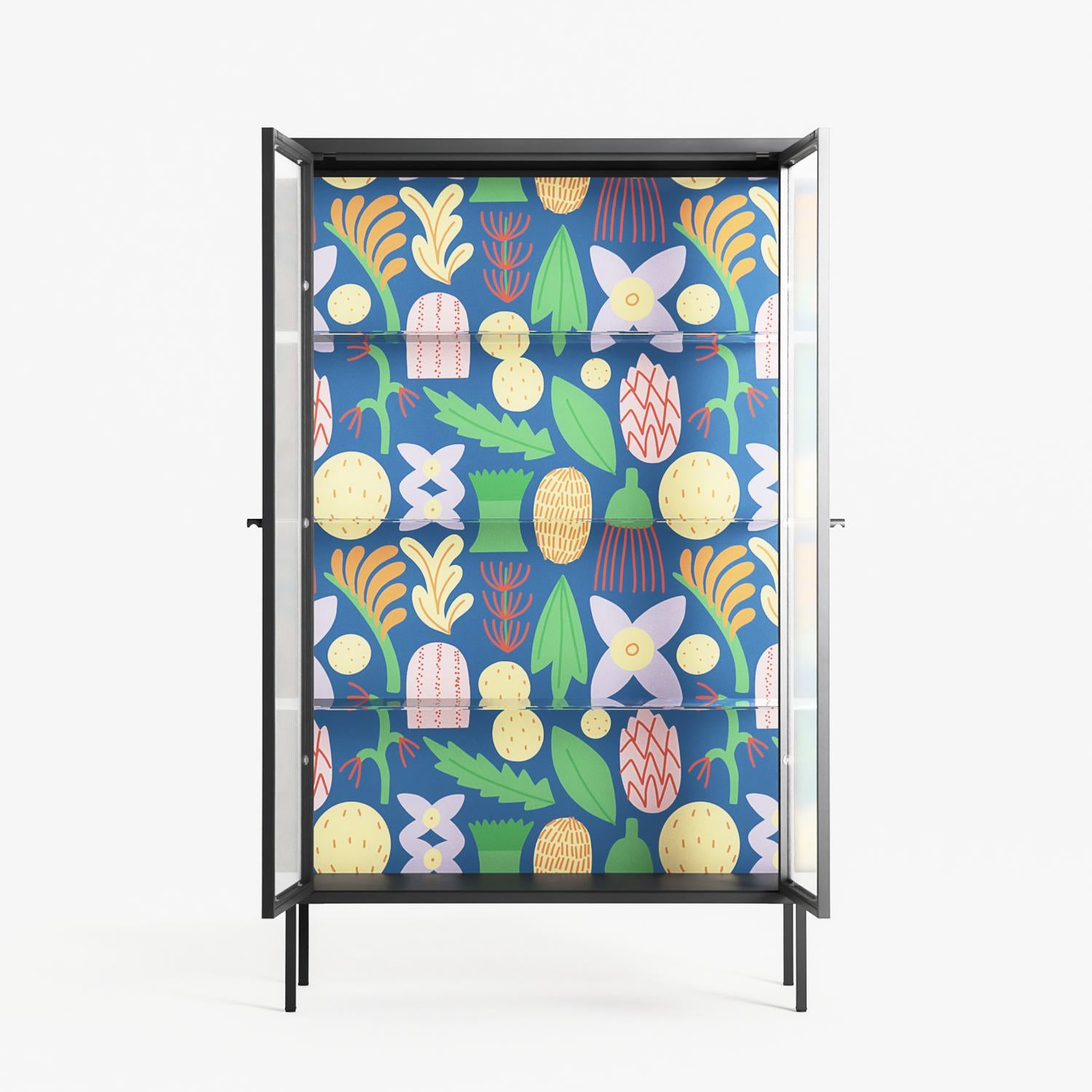 Shapes Blue - Cabinet - Lydia Greaves - Antracite - Reeded glass