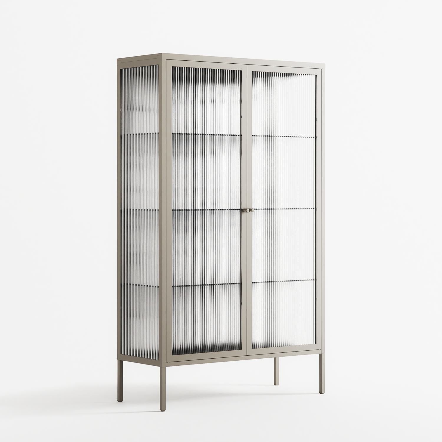 White Flowers - Cabinet - Konrad Blaszczyk - Pebble - Reeded glass