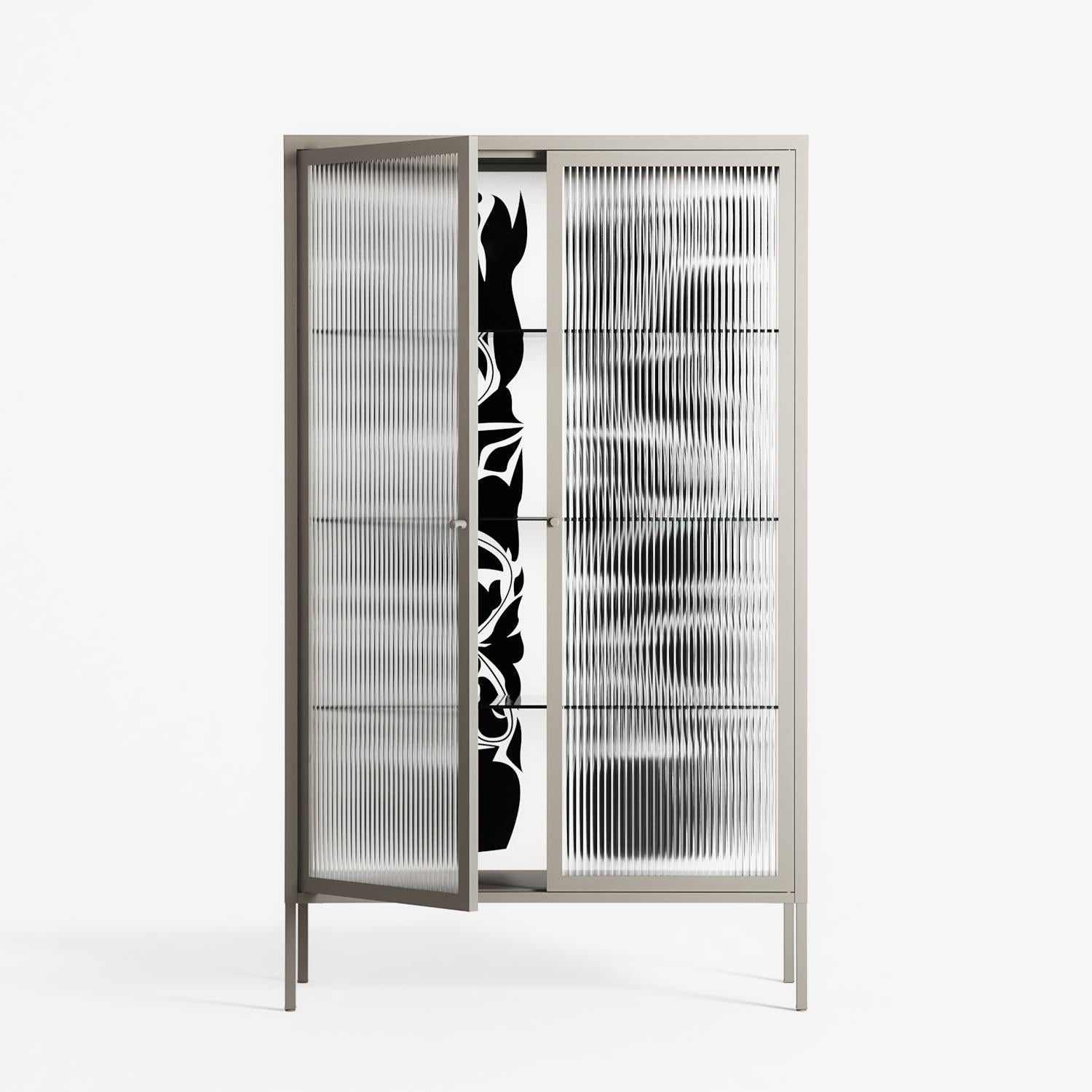 Black Potted Plant - Cabinet - Konrad Blaszczyk - Pebble - Reeded glass