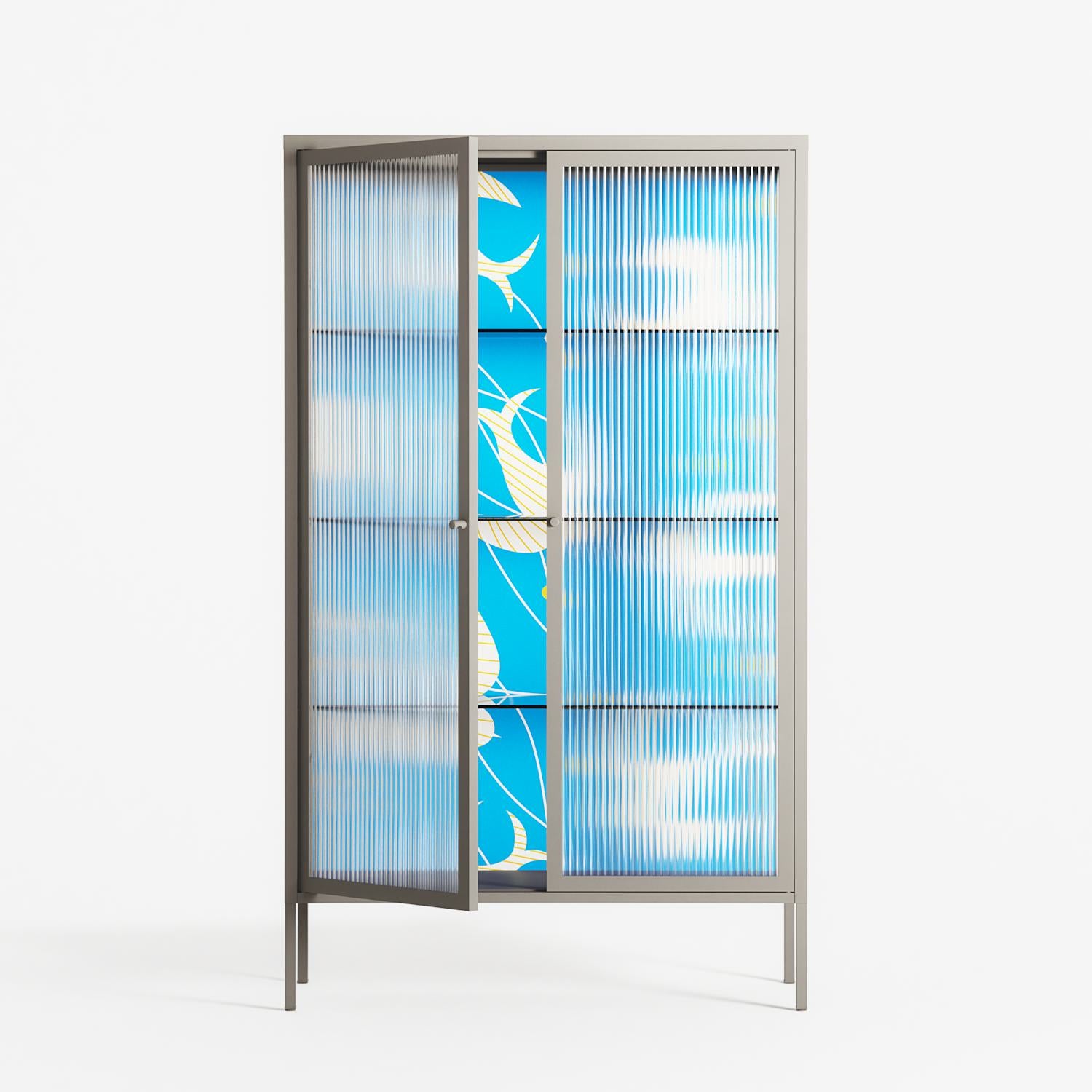 Birds B - Cabinet - Heather Zhou - Pebble - Reeded glass