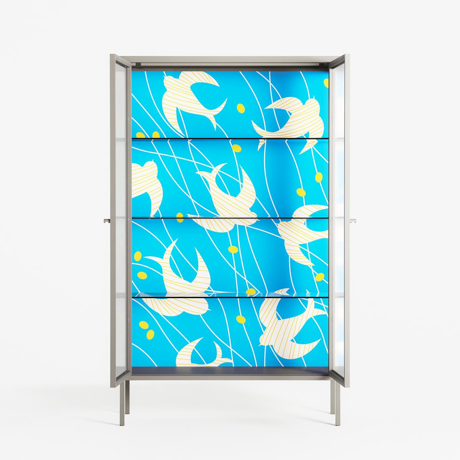 Birds B - Cabinet - Heather Zhou - Pebble - Reeded glass