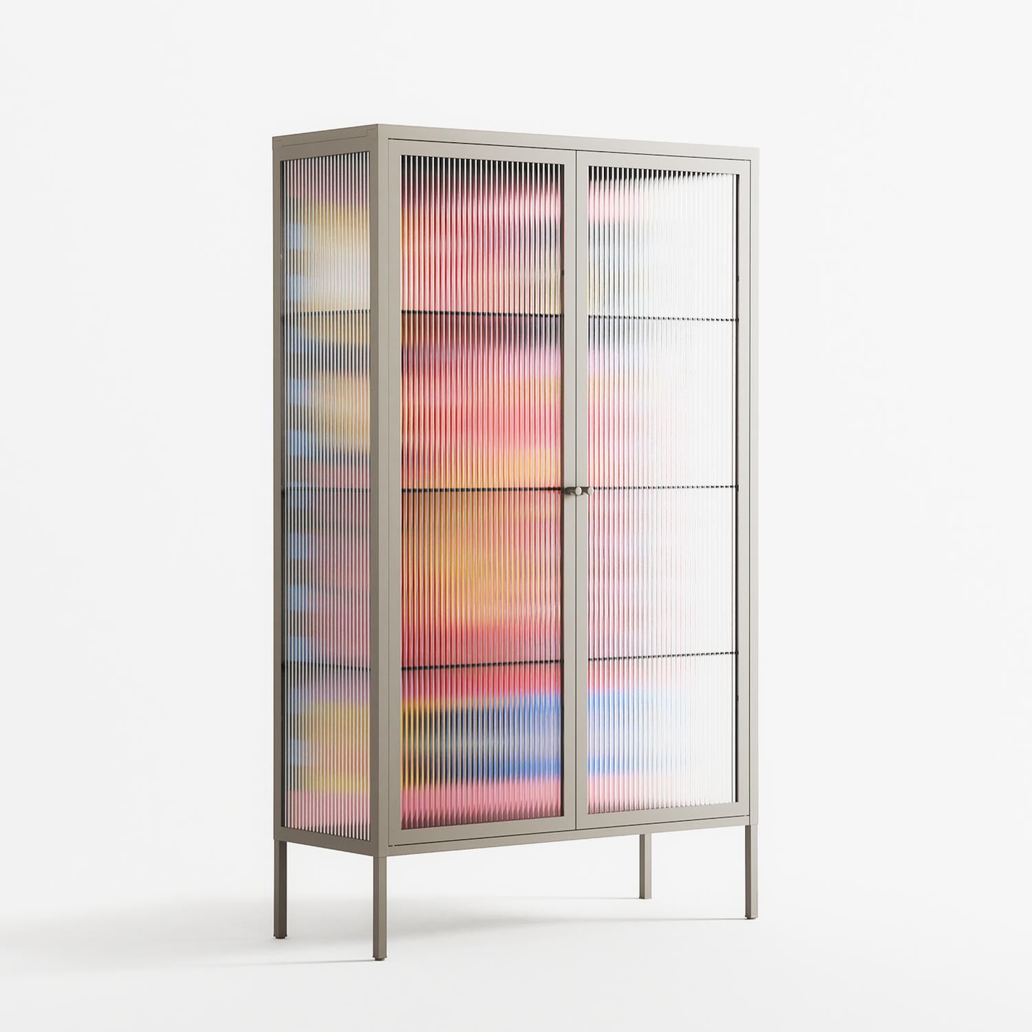 Rise - Cabinet - Heather Zhou - Pebble - Reeded glass