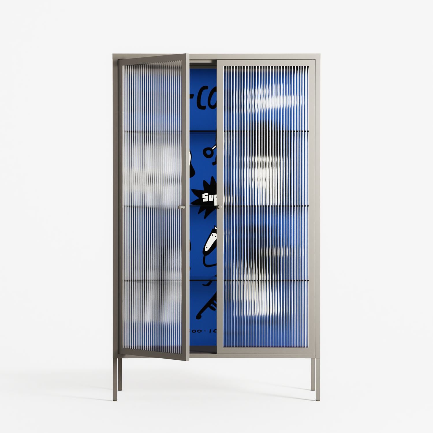 Cool Cool Salon Blue - Cabinet - Aley Wild - Pebble - Reeded glass