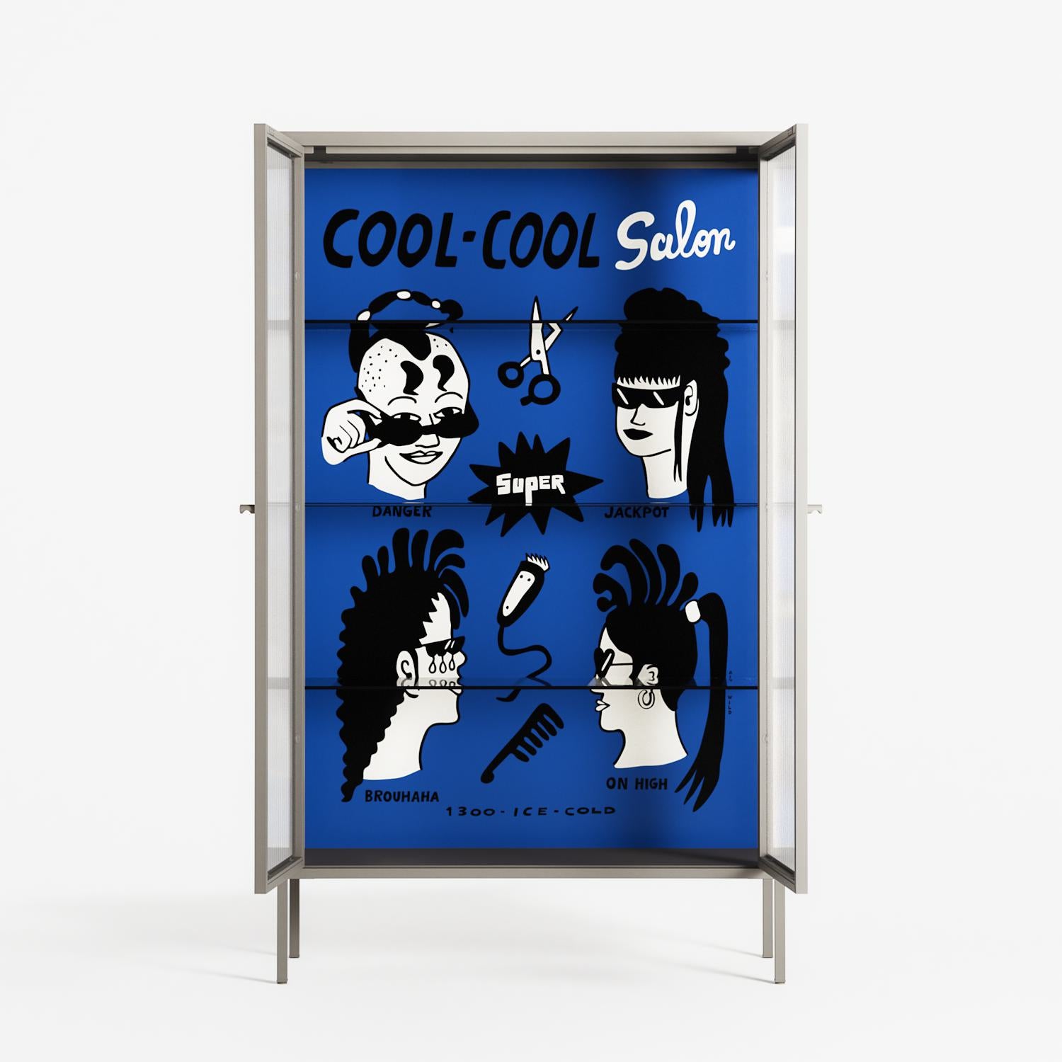 Cool Cool Salon Blue - Cabinet - Aley Wild - Pebble - Reeded glass