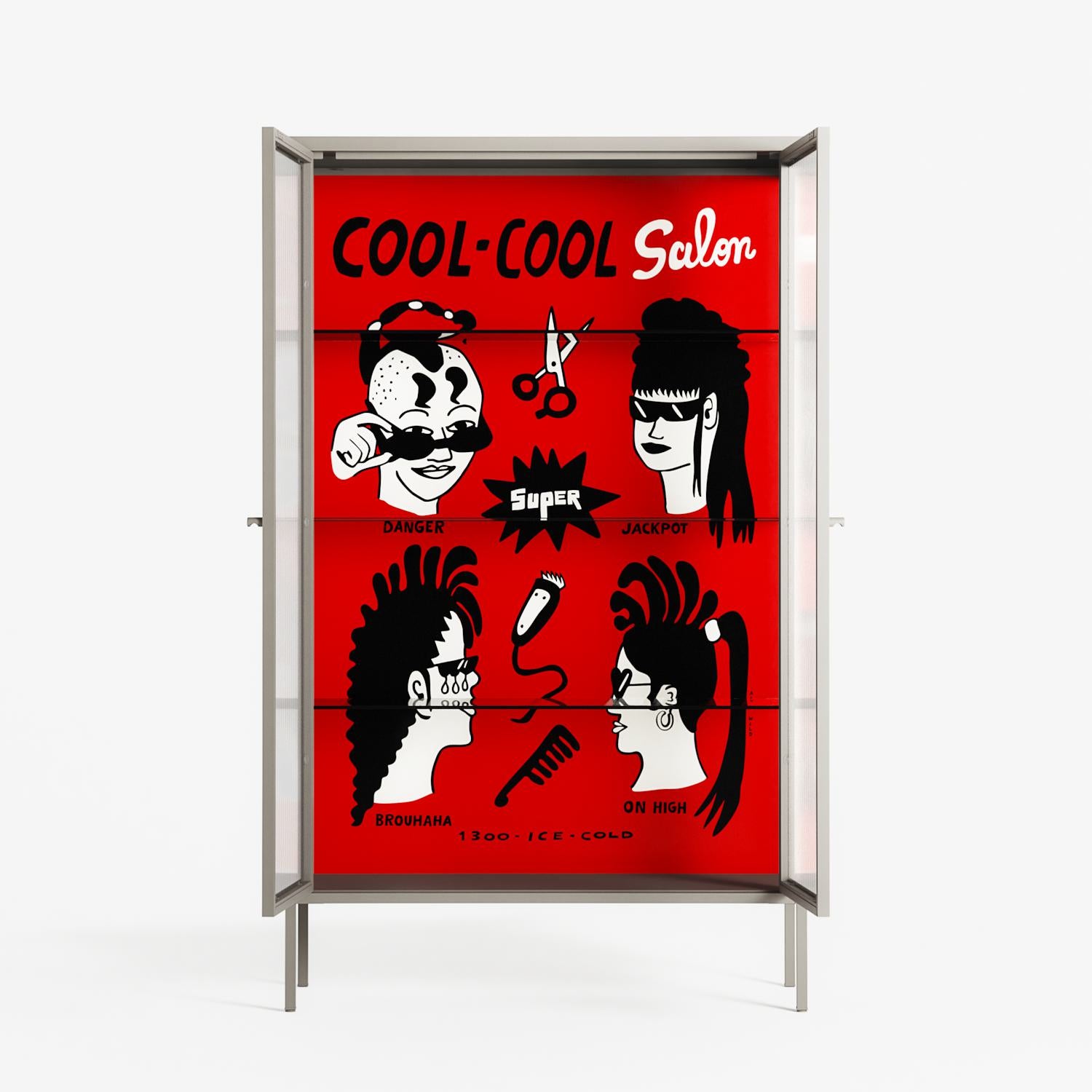 Cool Cool Salon Red - Cabinet - Aley Wild - Pebble - Reeded glass