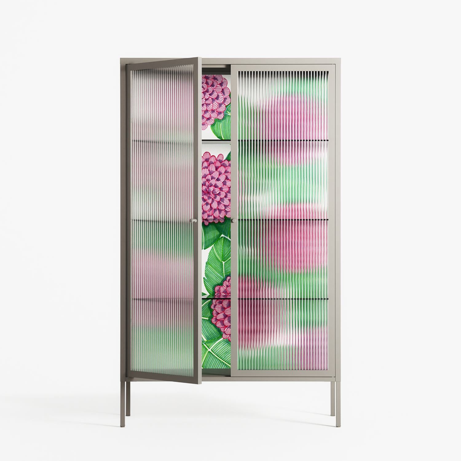 Pink Floras - Cabinet - Katie O’Shea - Pebble - Reeded glass