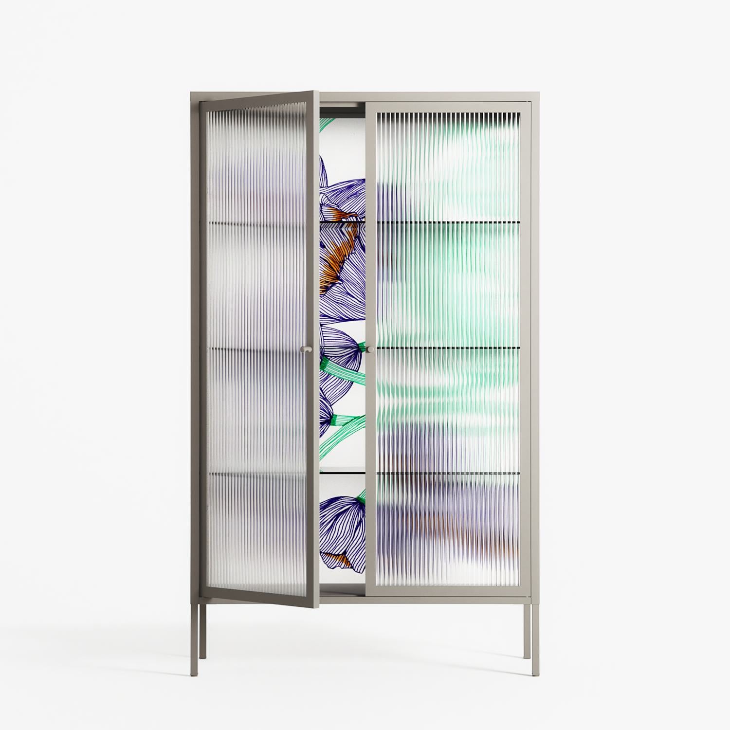Tulips Purple - Cabinet - Katie O’Shea - Pebble - Reeded glass