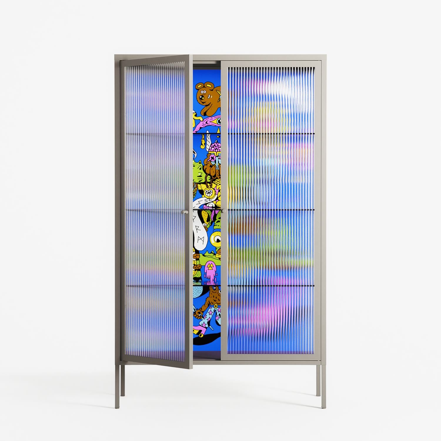 Odin - Cabinet - Cezar Berje - Pebble - Reeded glass