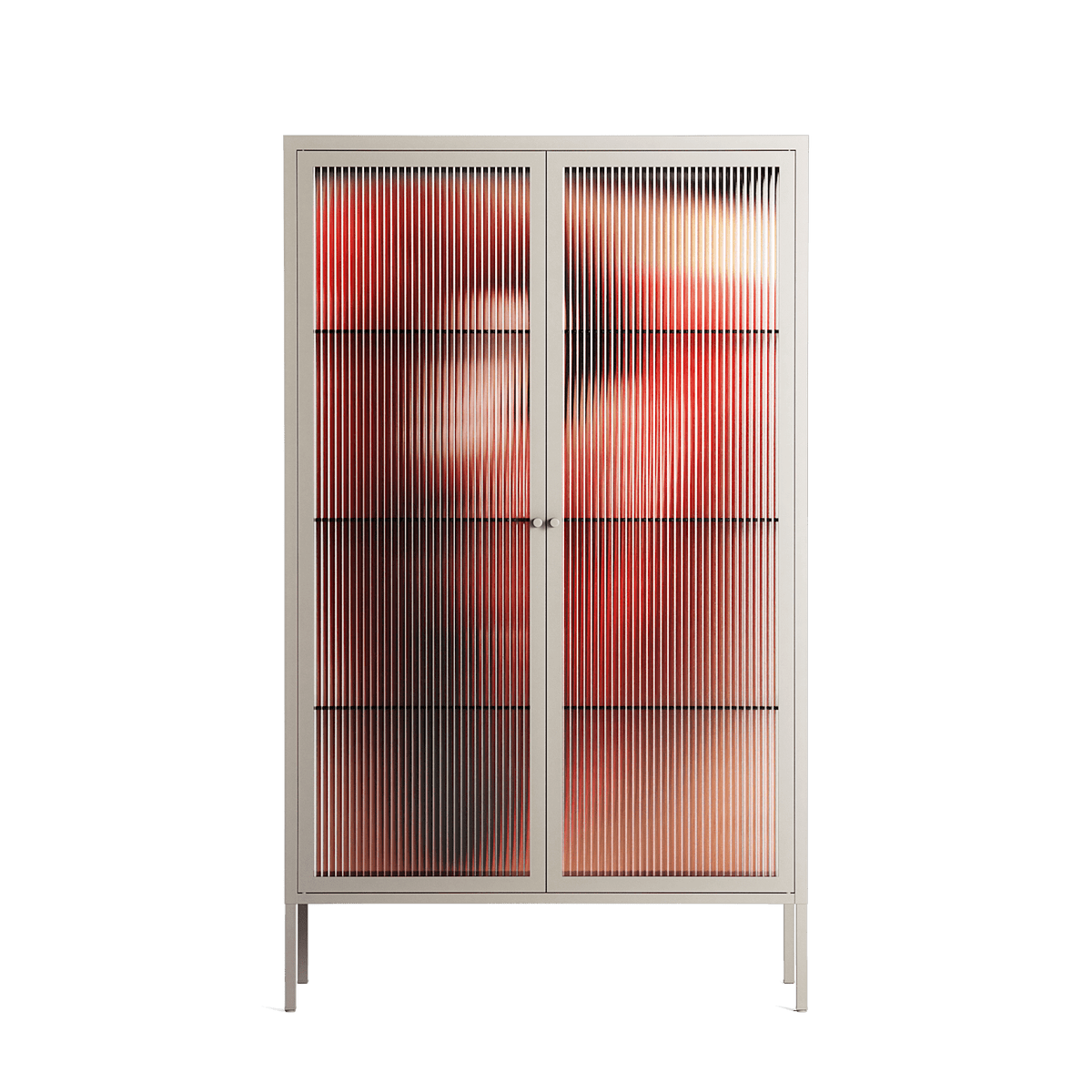 Red 2 - Cabinet - Nadia Ryder - Pebble - Reeded glass