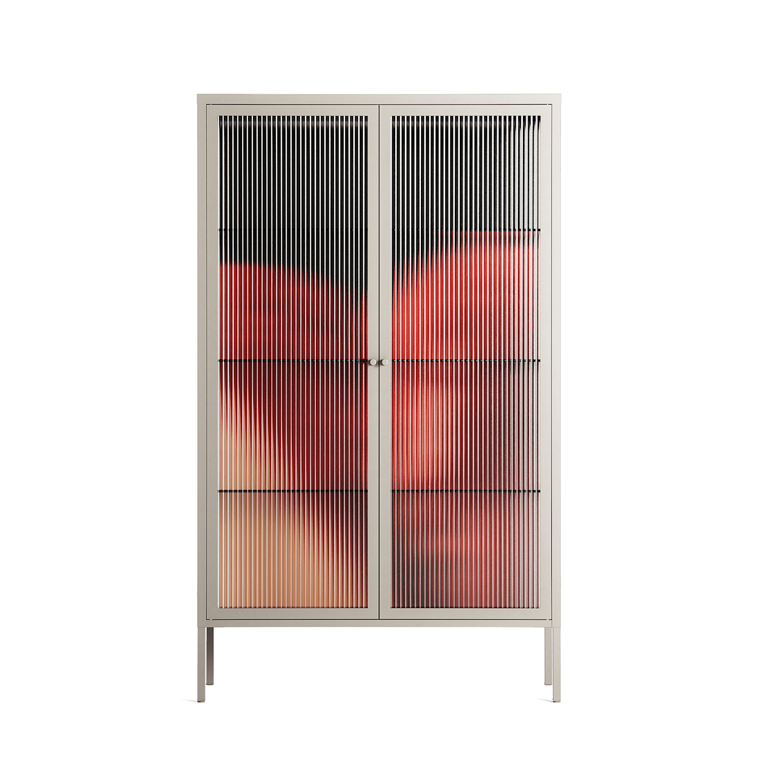 Red 3 - Cabinet - Nadia Ryder - Pebble - Reeded glass