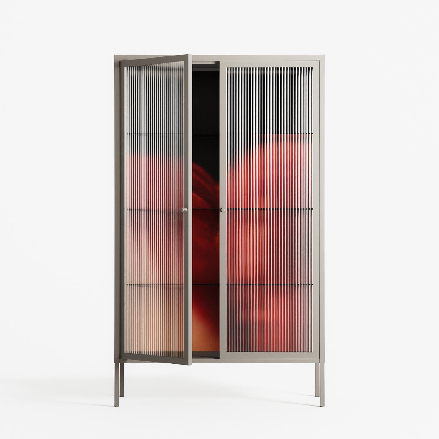 Red 3 - Cabinet - Nadia Ryder - Pebble - Reeded glass