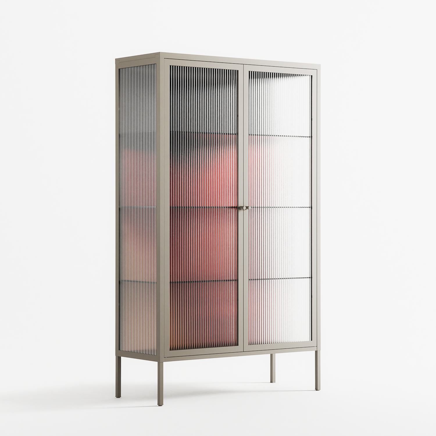 Red 3 - Cabinet - Nadia Ryder - Pebble - Reeded glass