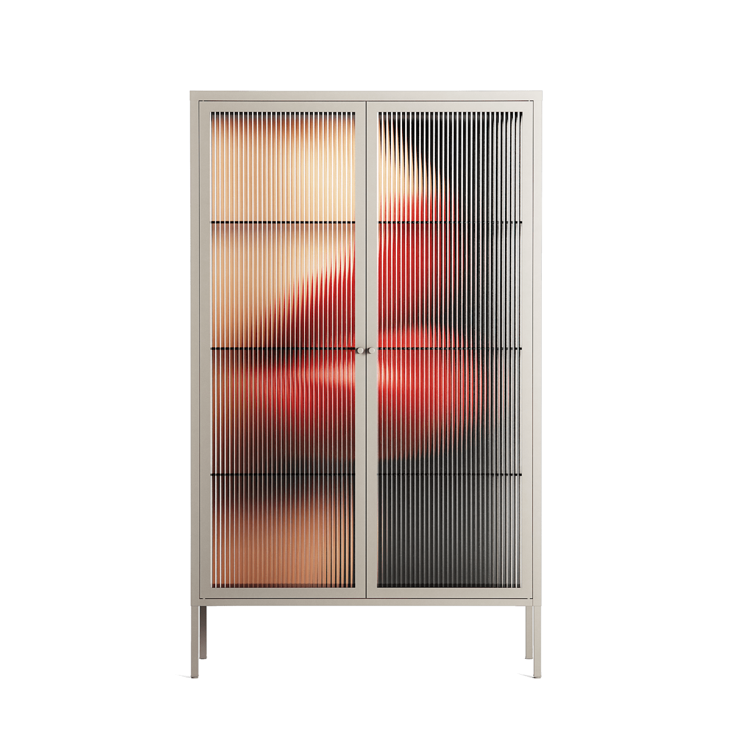Red 4 - Cabinet - Nadia Ryder - Pebble - Reeded glass
