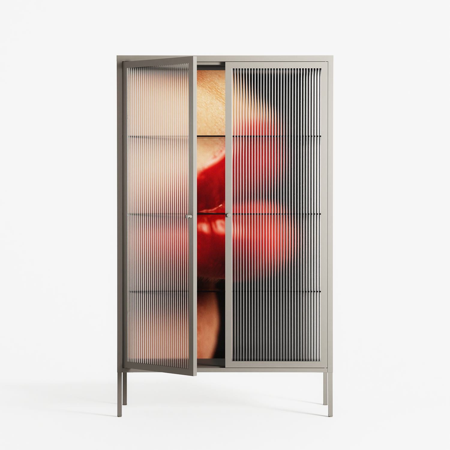 Red 4 - Cabinet - Nadia Ryder - Pebble - Reeded glass