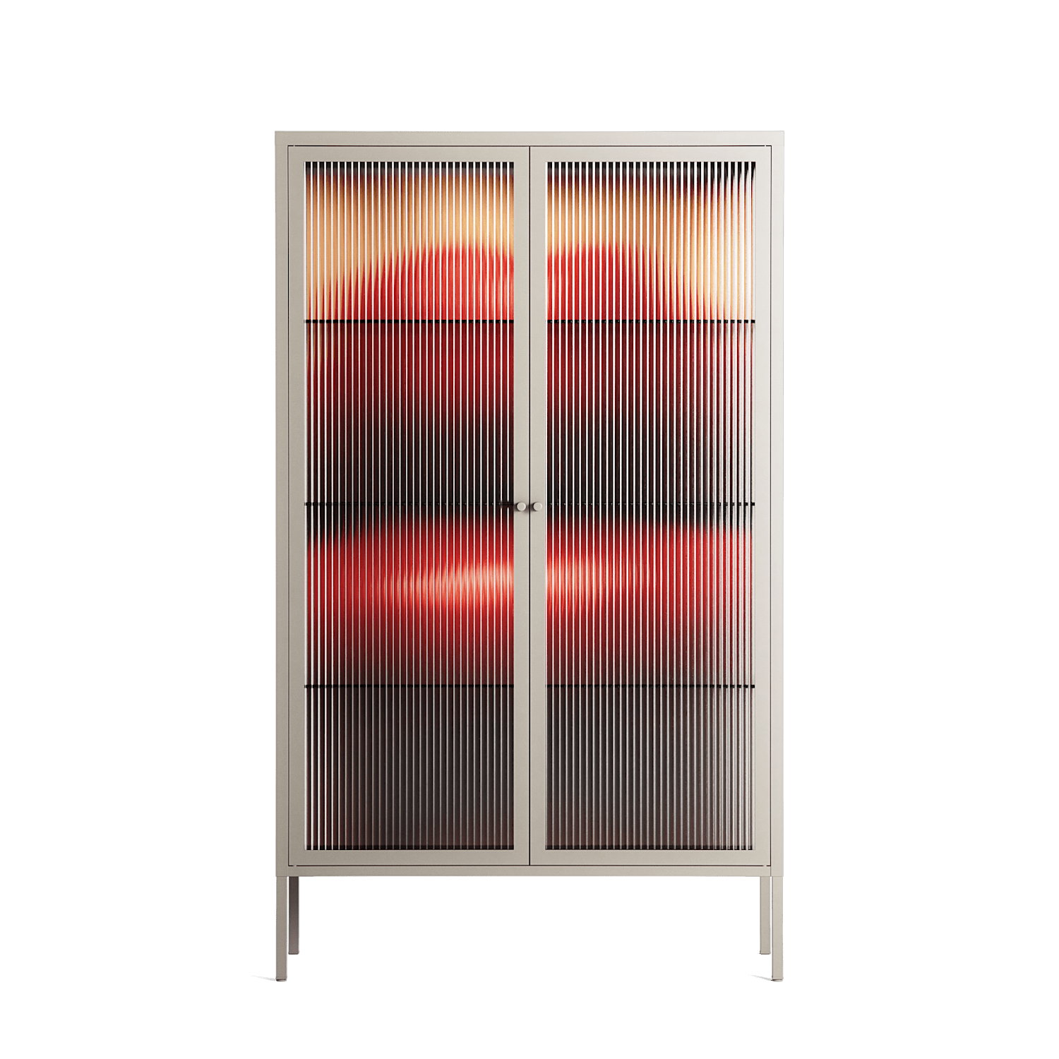 Red - Cabinet - Nadia Ryder - Pebble - Reeded glass