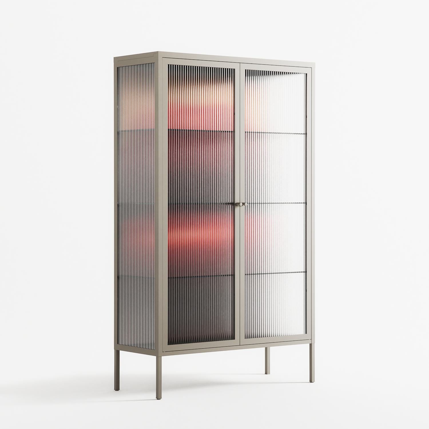 Red - Cabinet - Nadia Ryder - Pebble - Reeded glass