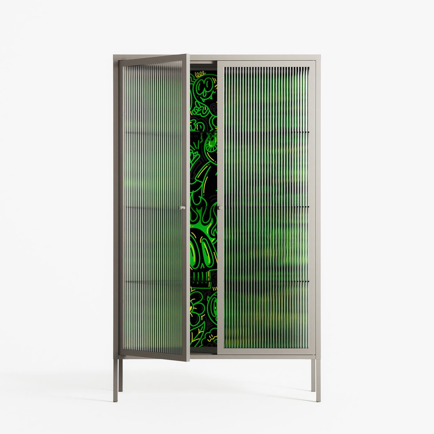 Wottosque Green - Cabinet - Craig Watkins - Pebble - Reeded glass
