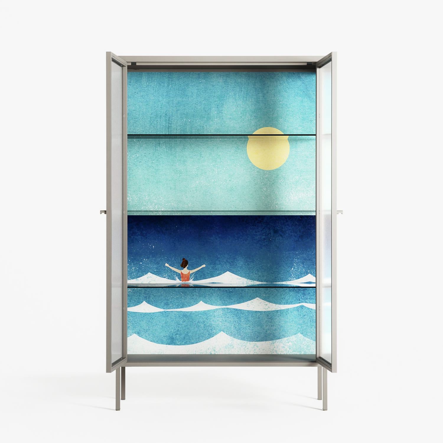 Sea Swim - Cabinet - Henry Rivers - Pebble - Reeded glass