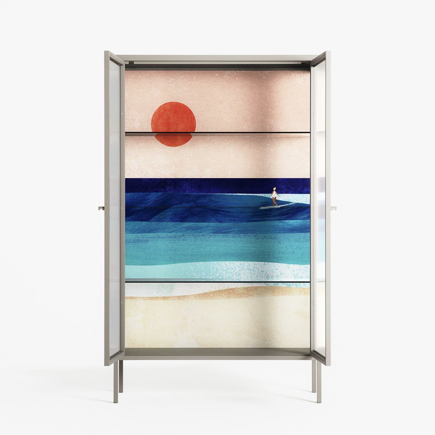The Wave - Cabinet - Henry Rivers - Pebble - Reeded glass