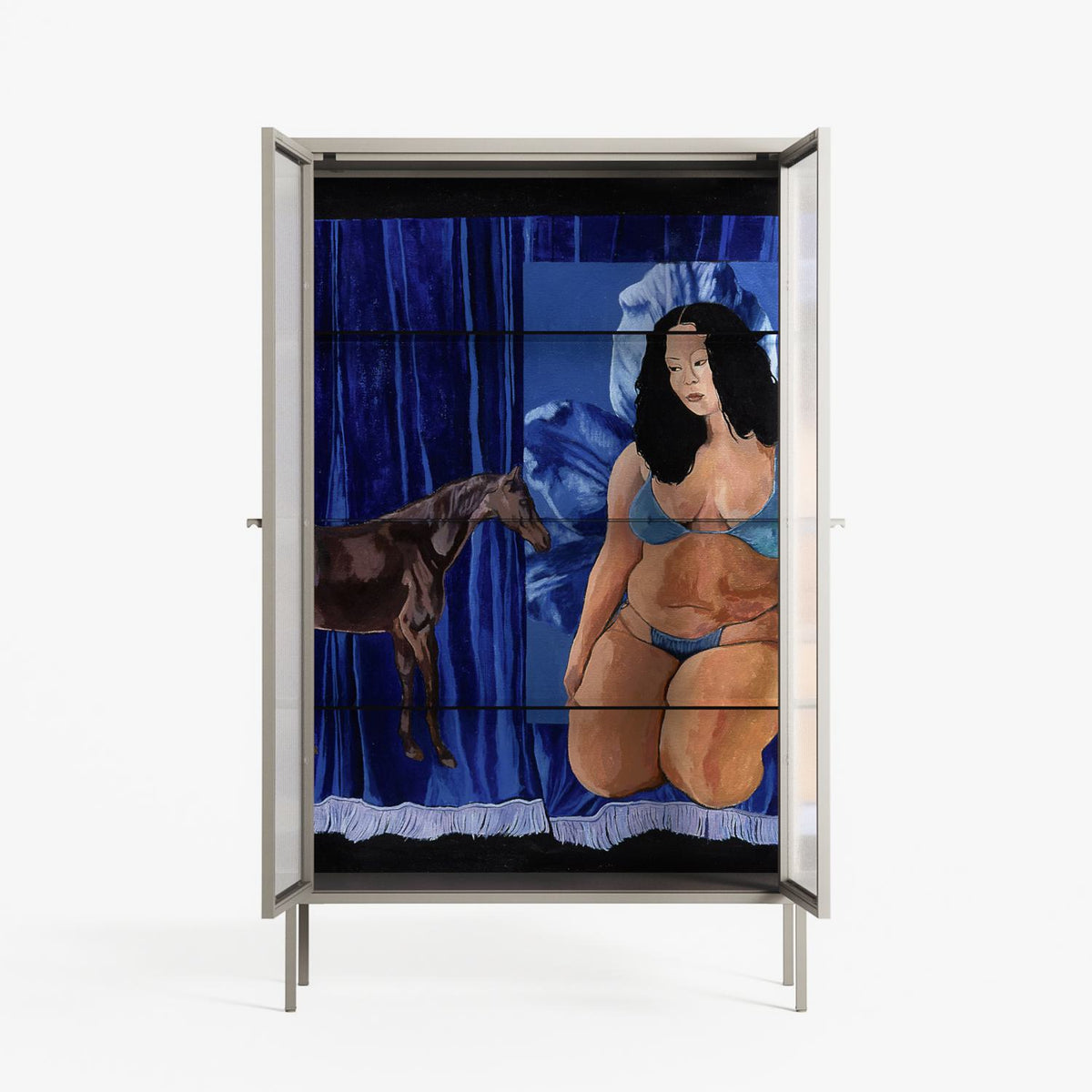 Blue Velvet - Cabinet - Sophie Goudman-Peachey - Pebble - Reeded glass