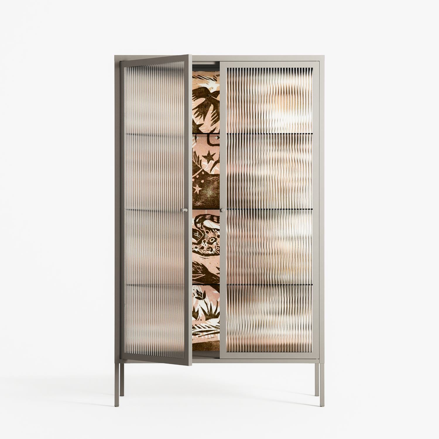 Delight Pink - Cabinet - Diana Catchpole - Pebble - Reeded glass