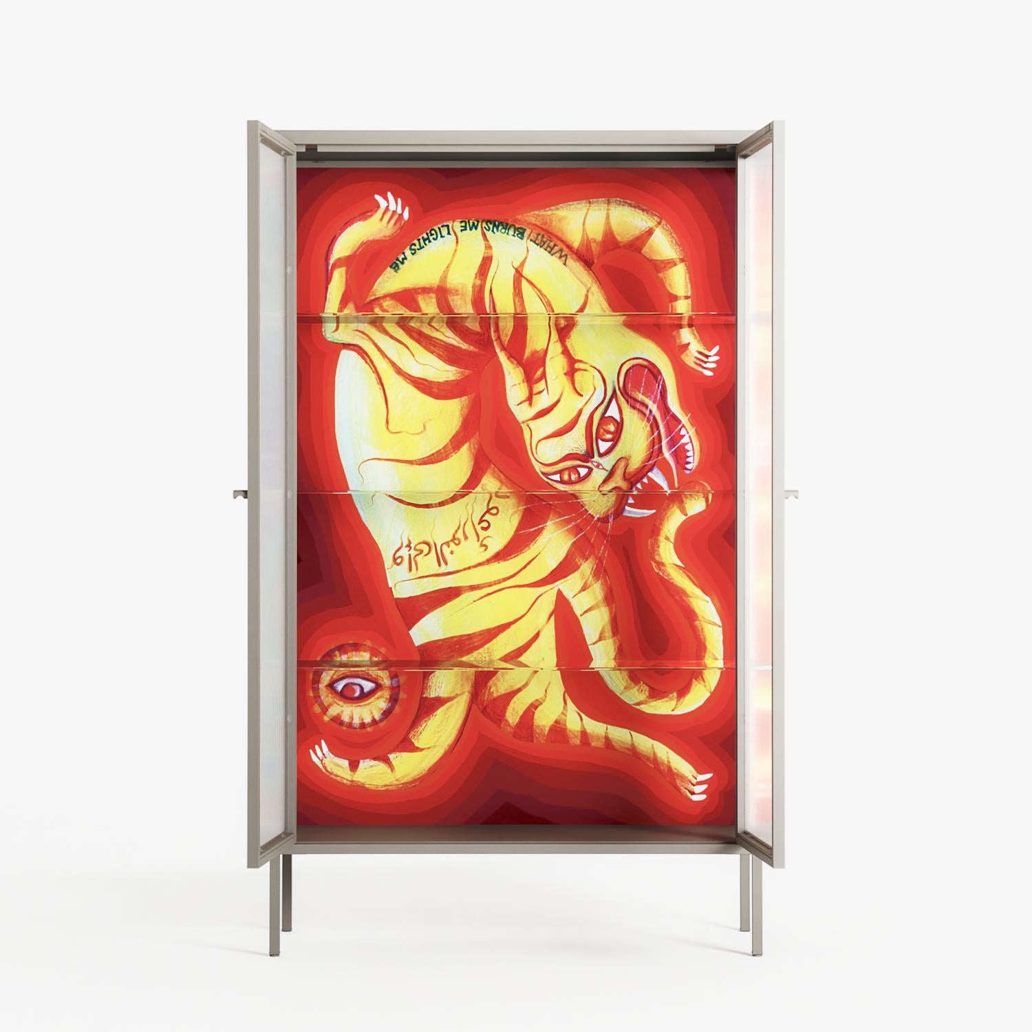 Burning Tiger - Cabinet - Mo Kalache - Pebble - Reeded glass