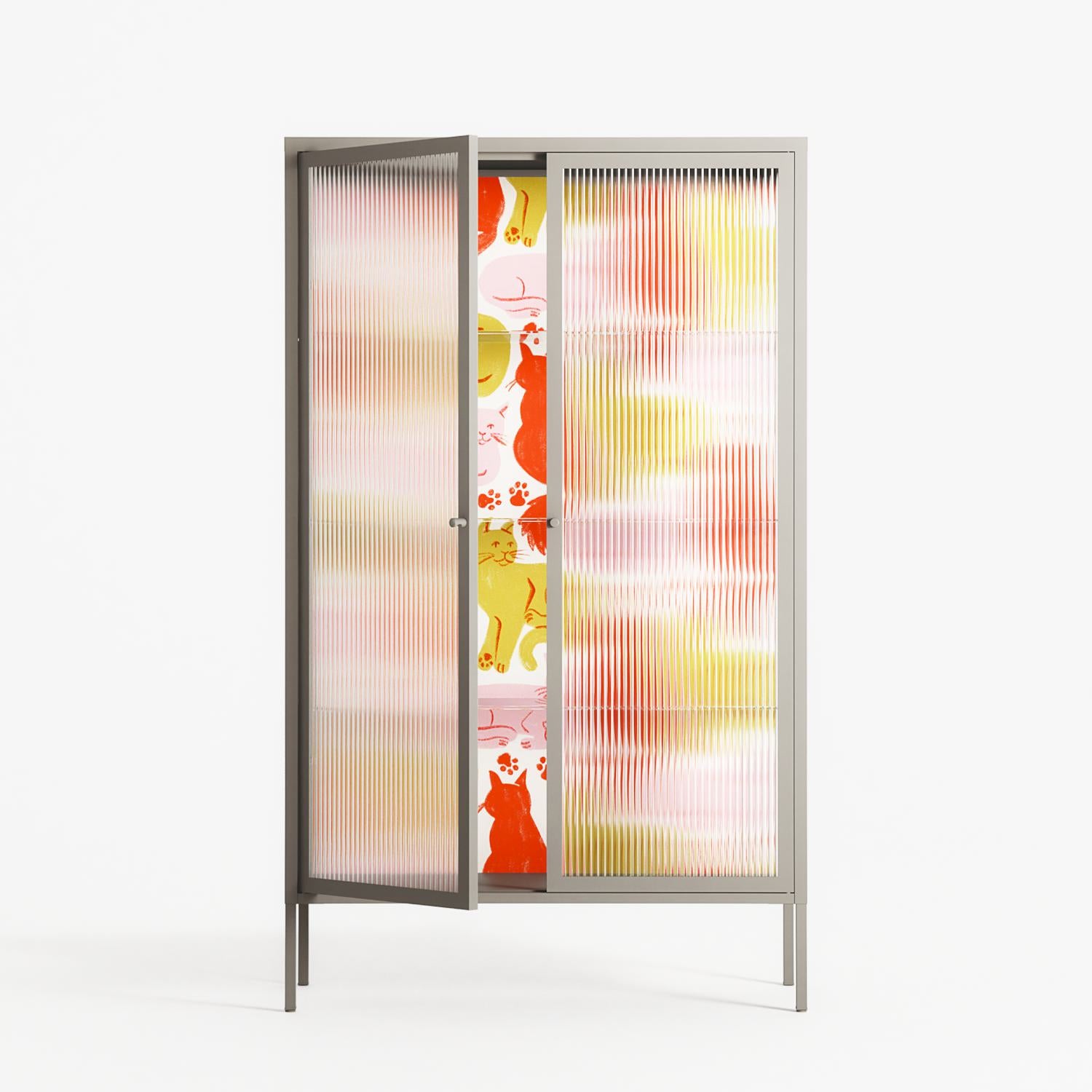 Cats - Cabinet - Lydia Greaves - Pebble - Reeded glass