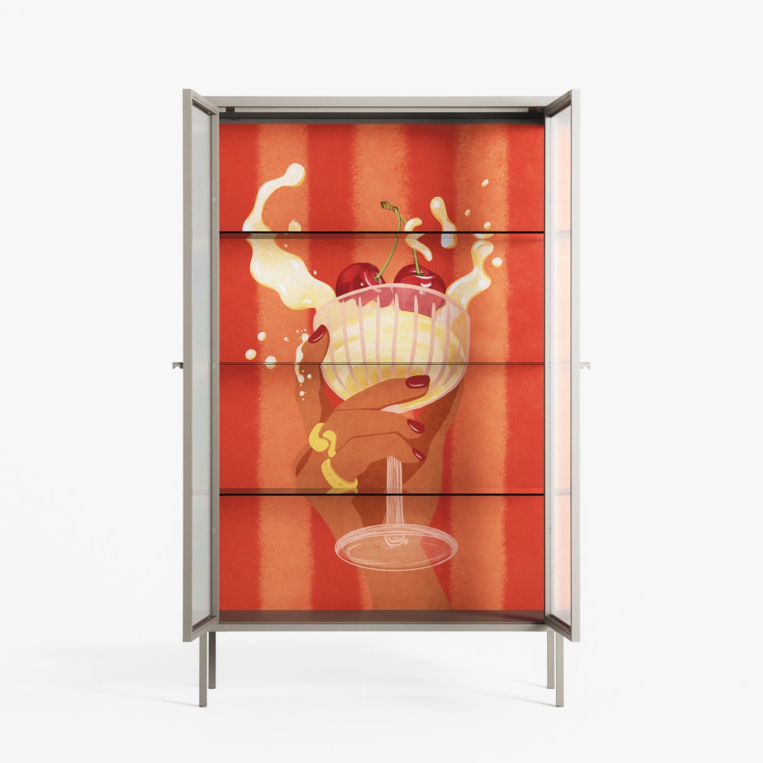 Drink And Cherries - Cabinet - Raissa Oltmanns - Pebble - Reeded glass